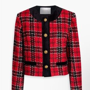 NWT SIZE SMALL SLEEPER Checked bouclè-tweed jacket ❤️🖤
